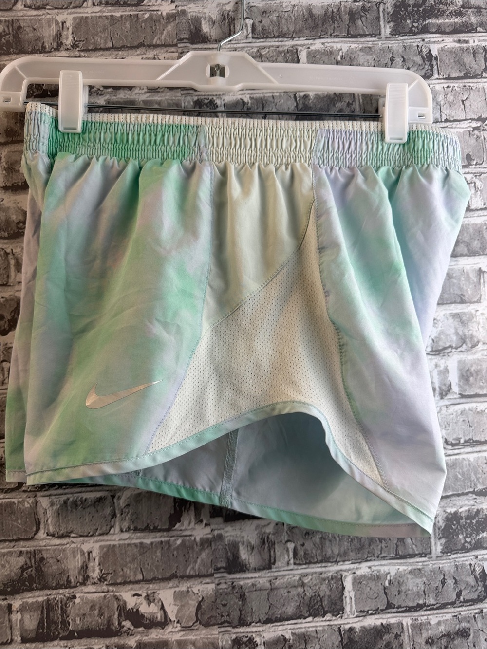 Nike Women’s Pastel Green-Blue Tie-Dye Athletic Shorts